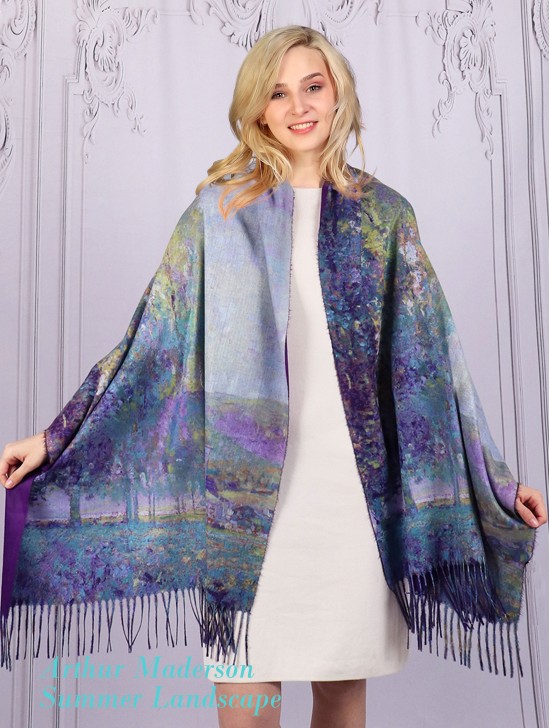 Summer Landscape Oil Painting Scarf